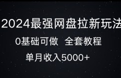 2024最强网盘拉新玩法，0基础可做，单月收入5000+