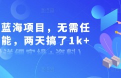 最新蓝海项目，无需任何技能，两天搞了1k+(附详细实操+资料)