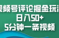 视频号评论掘金玩法，日入50+，5分钟一条视频