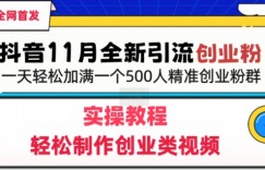 抖音全新引流创业粉，轻松制作创业类视频，一天轻松加满一个500人精准创业粉群