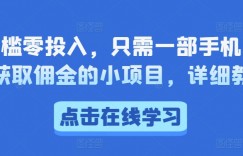 低门槛零投入，只需一部手机，轻松获取佣金的小项目，详细教学