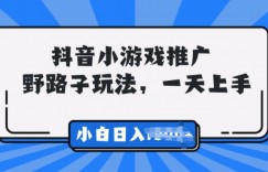 抖音小游戏推广，0门槛，小白轻松三位数