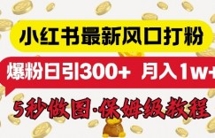 小红书最新图文打粉，5秒做图教程，爆粉日引300+