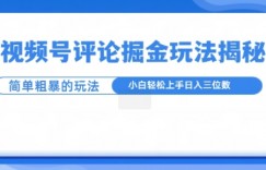 视频号评论掘金玩法，小白轻松上手