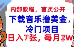 下载音乐撸美金，冷门项目，每月1W+懒人捡钱，3分钟学会