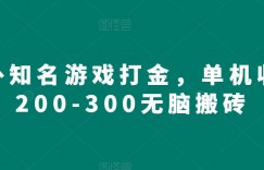 海外知名游戏打金，单机收益200-300无脑搬砖