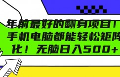 年前最好的翻身项目，手机电脑都能轻松矩阵化，无脑日入多张