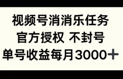 视频号消消乐任务，官方授权不封号，单号收益每月3000+