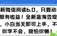 最新微信阅读6.0，纯0撸，可批量放大操作，简单0成本