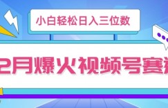 12月视频号爆火赛道，小白无脑操作，也可以轻松日入三位数