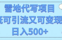 高端定制雪地代写项目，既可引流又可变现 小白日入5张