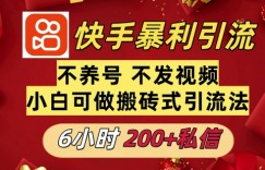 利用快手平台6小时不到200+私信，不发视频不养号