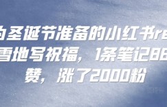 专为圣诞节准备的小红书recraft雪地写祝福，1条笔记8800赞，涨了2000粉