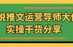 小说推文运营导师大佬实操干货分享