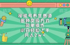 视频号养生赛道，多种变现方式，简单操作，小白轻松上手，月入过w