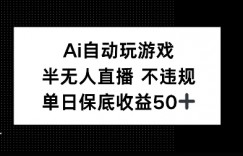 AI自动玩游戏，半无人直播不违规，单日保底收益50+