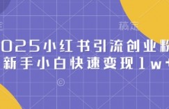 2025小红书引流创业粉，新手小白快速变现1w+