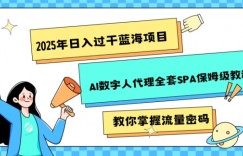 2025年日入过k蓝海项目AI数字人代理全套SPA保姆级教程