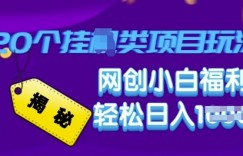 揭秘20种挂JI类项目玩法 网创小白福利轻松日入多张